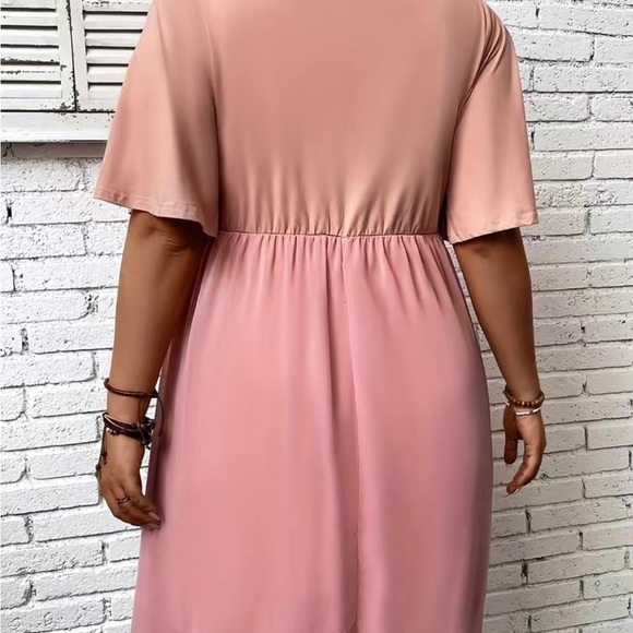 Pink Plus Size Chiffon Style Babydoll Dress - Picture 4 of 16